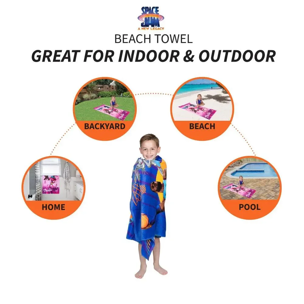 Space jam kids super soft cotton beach and bath towel 28”x58”